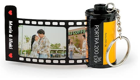 Transparent Gift Llavero Carrete de Fotos Personalizado con Frase. Regalos Originales para Hombre y Mujer. Llaveros Originales. Llaveros para Parejas, Amigos, Familia. Regalos Personalizados con Foto