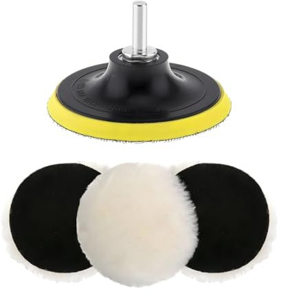 Ziciner 3 PCS Wool Polishing Buffing Pad, Polishing Buffing Wheel for Drill Buffer Attached with M10 Drill Adapter, Universal Accessories for Car Motorcycle Refrigerator Furniture Glass (5 Inch)
