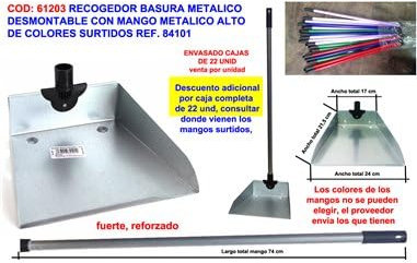 Recogedor Basura metalico Desmontable+mang Metalic Forrado 84101