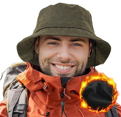TOP-EX XL/XXL Unisex Wintermütze, warm und wasserdicht, mit Fleecefutter - Outdoor-Regenhüte für kalte Regentage - Verstellbar | Faltbar | Winddicht