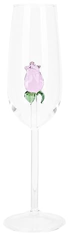 Warmhm 1 vinglas med ros inuti unik romantisk rosa vinglas i europeisk stil utsökt glas kristallbägare champagnekopp rödvinsglas för bröllopsfest