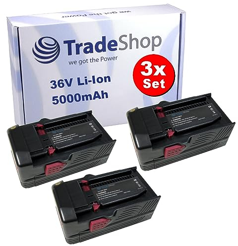 3X Trade-Shop Premium Li-Ion Akku 36V / 5000mAh Ersatz für Hilti B36 B36/3.9 B36V 2203932 418009 für Bohrhammer Schlagbohrmaschine Akkuschrauber Bohrmaschine