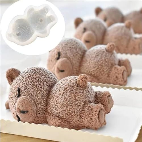 Lying Bear Fondant Mold Chocolate Molds Silicone, 3D Silicone Animal Mold for DIY Fondant, Dessert Baking, Jello, Candy, Cake Baking Decorating, Ice Cube, Soap,Resin