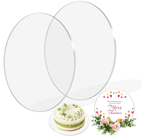 Lot de 2 plateaux ronds en acrylique transparents, 24,5 cm, réutilisables pour le stockage et l'artisanat