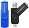 GARRULAX USB-Flash-Laufwerk, 2-in-1, OTG, Typ C, USB 2.0, drehbarer Speicherstick für Datumsspeicher, Pendrive-Daumen für Android-Smartphones, MacBook, Tablets, PC (Schwarz + Blau, 32 GB)