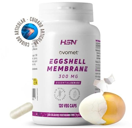 HSN Membrana de Cáscara de Huevo Ovomet® 300mg | 120 Cápsulas Vegetales de Colágeno Vegetariano Tipo: 1, 5 y 10 No Desnaturalizado | Origen Español | No-GMO, Vegetariano, Sin Gluten