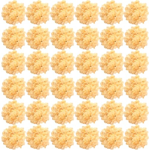 FagusHome 35 Pièces Têtes Fleur d'hydrangea 18CM Artificielle Fleur Artificielle avec Tiges Fausses Fleurs d'hortensia Bouquets pour Décoration (Jaune Clair)