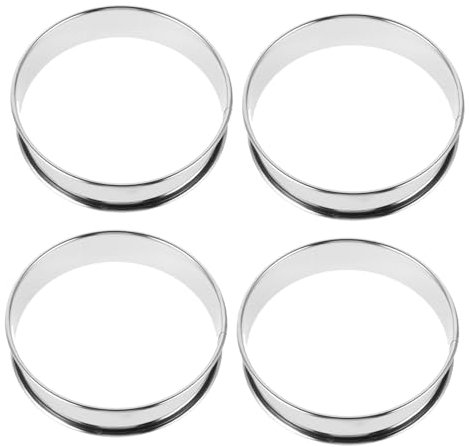 HAKIDZEL 4piezas Molde Tarta Desmontable Acero Inoxidable Para Muffins Panqueques Tartasletas