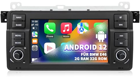 Autoradio pour BMW E46 1999-2004, CarPlay & Android Auto | Android 13 2G+32G Radio avec Navigation GPS Bluetooth WLAN USB Commande au Volant, écran Tactile 7