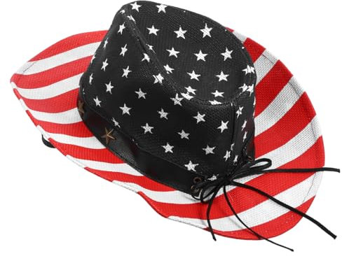 GARVALON Retro Jeanshut Mit Amerikanischer Flagge Dekorativer Unabhängigkeitstags Hut Mit Riemen Kompakter Patriotischer Kopfschmuck Für Nationalfeiertag Feierlichkeiten