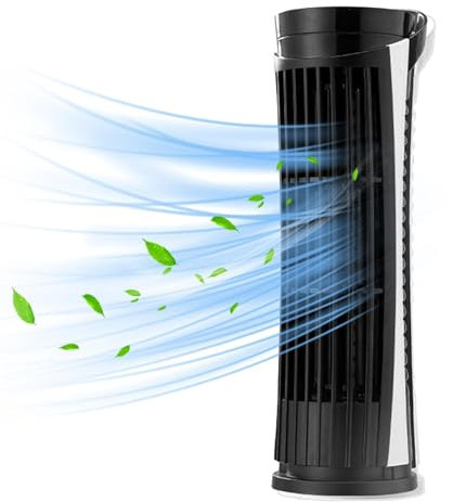 LearnLyrics Ventilatore a torre da tavolo, Ventilatore da scrivania a torre - Ventilatore elettrico da scrivania | Ventilatore da tavolo regolabile silenzioso da 10 pollici, ventilatore a