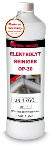 Optimal Products Elektrolytreiniger OP-30 I Zum Edelstahl beizen I Abbeizer für Lack Metall I Nach WIG MIG TIG Schweißen I Edelstahl Politur I 1L