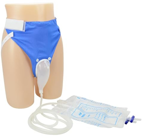 GEDRACKPMYN Urinsammelbeutel für Männer – wiederverwendbares, tragbares und bequemes Urindrainagesystem mit 2 Beuteln (1000 ml und 2000 ml) – Blau,Normal Men