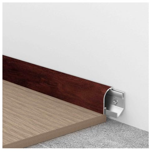 ERRULAN 4.1 Ft Aluminum Channel Skirting, 4 Pack H 3/5/7cm Skirting Board Covers, Durable Metal Baseboard Molding Trim for Living Room Bedroom Kitchen Dining Room(Redwood Color 4pcs,H 3cm/1.2in)