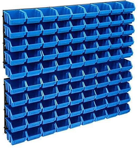 UJCHVHN Home Garden,96 Piece Storage Bin Kit with Wall Panels Blue and Black