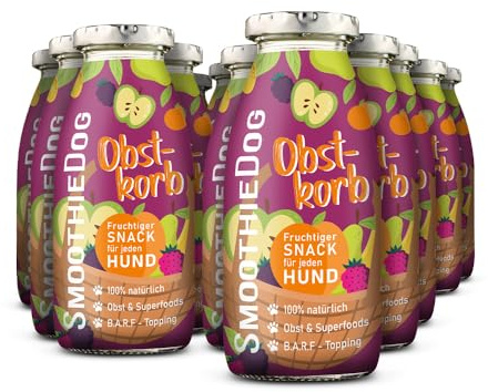 Hunde Smoothie SmoothieDog 12er Obstkorb (vegetarisch) - Flüssiges Hundeleckerli - Zucker- & glutenfrei - je 250ml