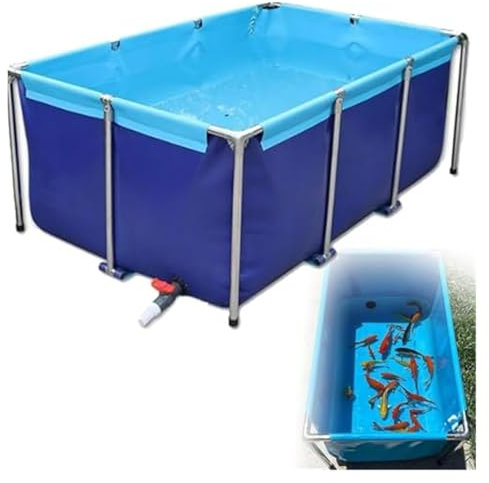 Faltbarer, Blauer oberirdischer Koiteich, einfach zu installierender Wasserspeichertank aus Segeltuch für Gärten, temporäres Sichtbecken (1,2 m x 0,8 m x 0,5 m)