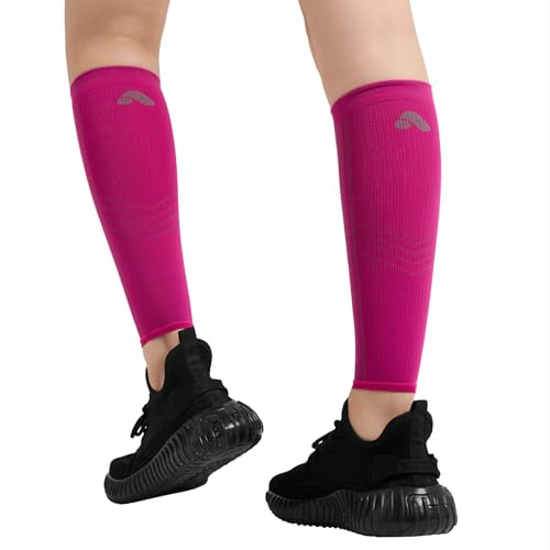 aepra polpacciera compressione – uomo donna – gambale compressione, calze compressione, sleeve compressione corsa, ciclismo, palestra – 1 paio – nero notte o rosa acceso