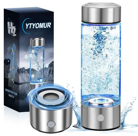 Bouteille d'eau hydrogène riche en hydrogène - Technologie SPE/PEM améliorée, bouteille portable rechargeable en verre (convient pour l'eau purifiée et distillée)