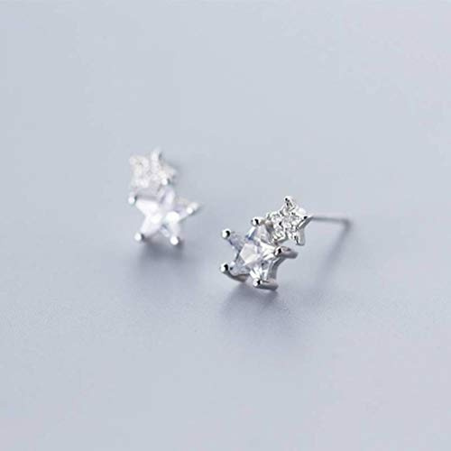 LMRJHAZ Örhängen för kvinnor, S925 örhängen kvinnlig koreansk mode enkla femspetsiga stjärna diamantörhängen ros