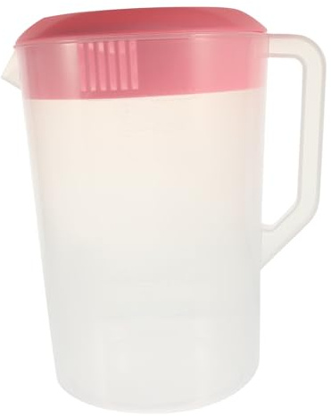 Toyvian Pichet à Boisson Plastique Résistant Chaud et Froid avec Couvercle Grand Récipient Mesureur Rose pour Jus Bière et Thé Cruche de Stockage Sûre pour Famille et Invités