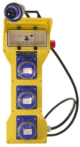 ELETTROWATT - Quadro Elettrico da Cantiere 3kW IP65 | Portatile Professionale con 3 Prese 230V 16A e Interruttore Magnetotermico | Certificato CEE, Robusto, Resistente (3 Prese Monofase + Fungo)