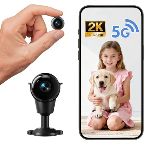 JOYTOUR Mini Cámara Espía WiFi 5GHz, 2K HD Cámaras de Vigilancia Sin Cables con Nube Gratis, Doble Pantalla Movimiento & Visión Nocturna