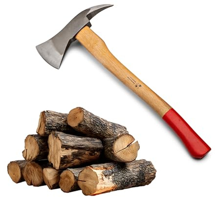 Wood Splitting Axe with Log Pick - 21” Camping Hatchet Axe for Chopping Wood with Forged Steel Head with Log Splitter Blade, Built-in Pickaroon Logging Tool, and Wooden Handle by Kings County Tools