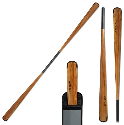 LINGVUM Wood (Cedar) Greenland Paddle with Anti-Collision Edge and Paddle Bag, Wooden Greenland Kayak Paddle, 225 cm