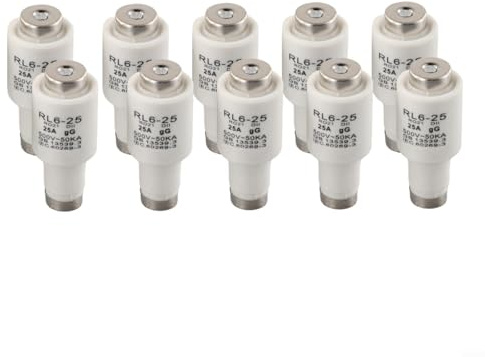 RL6-25 R021 DII - Fusible de cerámica en espiral 25 A, 500 V CA para clasificación GG, enlace fusible de alto rendimiento para protección de cables y líneas, paquete de 10 (25 A)