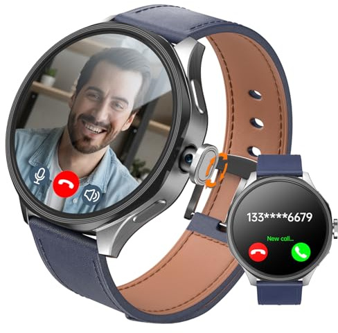 Smartwatch mit SIM-Steckplatz & 180° Drehbarer Kamera,1,73 HD-Touchscreen Android-Smartwatch,entsperrtes 4G GSM für Eigenständige Anrufe,GPS,Herzfrequenz Fitnessuhr,800mAh,3GB RAM+32GB ROM,Silber