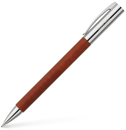 Faber-Castell 138131 - Drehbleistift AMBITION Birnbaum, Minenstärke: 0,7 mm, inklusive Geschenkverpackung, Schaftfarbe: braun/silber