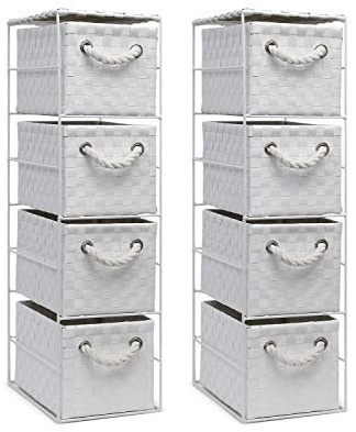 2 x 4 Drawer Storage Cabinet Unit for Bedroom/Bathroom/Home/Office (White)