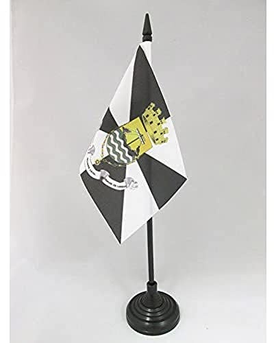 AZ FLAG Drapeau de Table Lisbonne 15x10 cm Polyester 100D Socle Plastique | Usage intérieur Drapeau de bureau portugais finition cousue et bords renforcés avec mât en plastique et socle en plastique