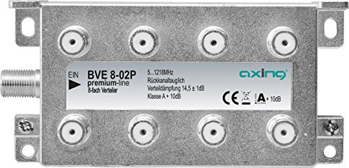Axing BE fack BK-fördelare för kabel-TV multimedia digital-TV 5-1218 MHz F-anslutning metall - 8-fach metall