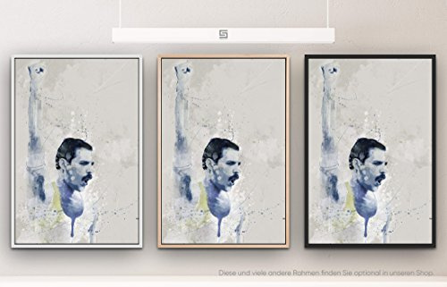 Freddie Mercury V 90x60cm auf Leinwand im Schattenfugenrahmen schwarz edel