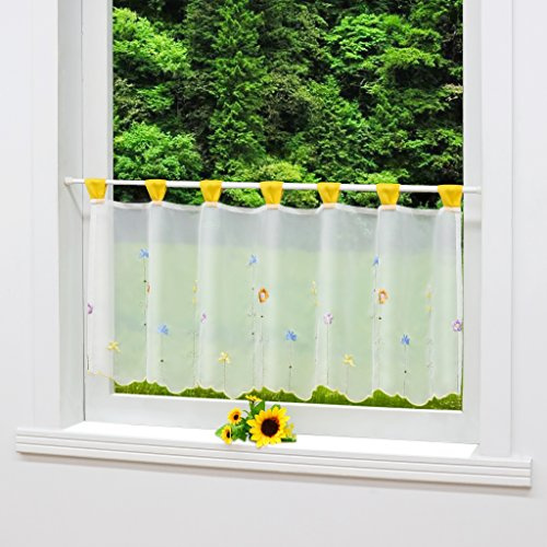 Joyswahl Voile Scheibengardine Transparente Bistrogardine »Augusta« mit Schlaufen Kaffee Stores Vorhang HxB 45x120cm #1 1er Pack