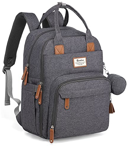 RUVALINO Diaper Backpack Large Diaper Backpack with Multifunctional Baby Bag and Mobile Changing Pad, Pacifier Holder for Mom and Dad (Dark Gray), One Size
