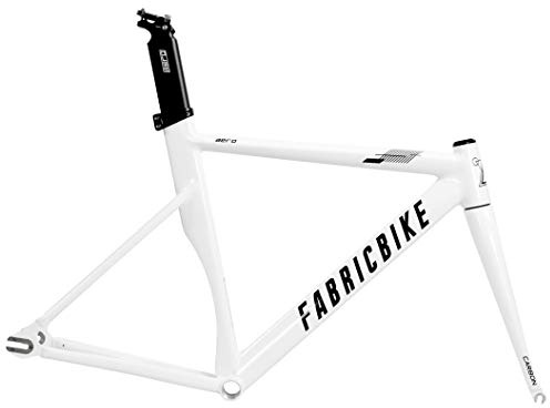 FabricBike Aero Fahrradrahmen Fixie, Fixed Gear, Single Speed, Aluminiumrahmen und Carbongabel, 5 Farben, 3 Größen, 2,145 g (Größe M) (Glossy White & Black, L-58 cm)