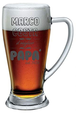 bubbleshirt Boccale da Birra personalizzato con nome e anno incisione Festa del papà - il miglior papà dal - evento - idea regalo - bicchiere in vetro chiaro, ca 38cl