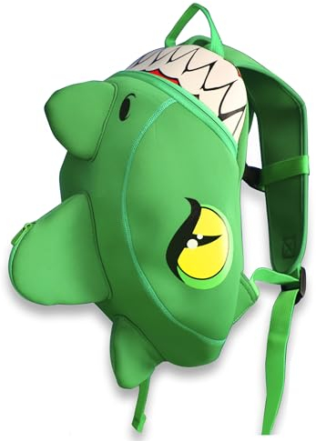 Crazy Safety Drachen Rucksack | Perfekt für Kita & Ausflüge | Leicht, leicht zu reinigen, für Mädchen & Jungen | Grun