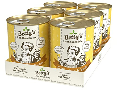 Boswelia Betty's Landhausküche Dose Nassfutter Katze, getreidefrei, beste Qualität, hochwertiges Fleisch, schonend gegart, für alle Katzenrassen geeignet, Geflügel PUR 6 x 400 g