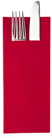 Sovie HORECA Besteckserviette Pub in ROT aus Linclass Airlaid, 40 x 33cm, 1/8 Falz, 75 Stück – Edle Stoffoptik, reißfest und saugfähig, ideal für Gastronomie & Events