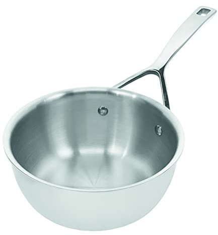 Demeyere Essential 5 Hochwertiger Braeter fuer Induktion und Backofen, konisch geformte Stielkasserolle mit Griff aus pflegeleichtem 5-lagigem Edelstahl mit 30 Jahren Qualitaets-Garantie, 18 cm gross