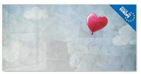 banjado Glas Magnettafel (120 x 60cm) - Magnetwand Glas - Magnetpinnwand als Memoboard - Pinnwand Magnettafel Küche, Büro, Kinderzimmer - Herzballon