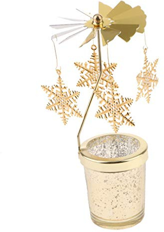 F Fityle Bougeoir De Bougie Chauffe-Plat Tournant De Carrousel Rotatif pour La Décoration De Mariage, Enfants DIY Assemblent des Jouets, Flocon de Neige