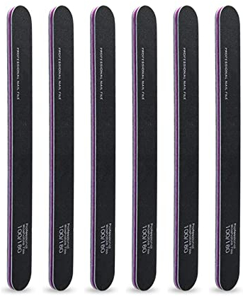 6 Pezzi Nere Lime per Unghie, riutilizzo grana 100/180 Lavaggio Bilaterale Lavabile, Professionali Lime Unghie, per Uso Domestico e Salone