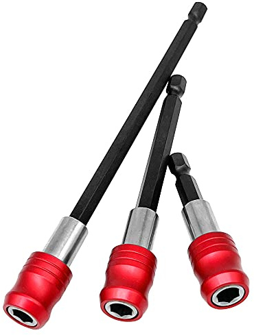 Saipor 3 Stück Schnellwechsel Schraubendreher Set Bithalter 60/100/150mm | Magnetische Bit Halterung 6,35mm Sechskant Schaft Bit-halter Aufnahme Magnethalter für Akku-Schrauber und Hand-Bohrmaschinen