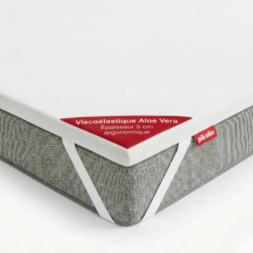 PIKOLIN - Surmatelas Mémoire de Forme Aloe Vera 180x200 cm | Épaisseur 5 cm | Housse Anti-Allergique et Respirante, Déhoussable et Lavable | Certifié Oeko-Tex Standard 100, Sapporo