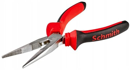 SCHMITH Pinza a becco lungo, dritta, professionale, lunga, con impugnatura Soft Touch a 2 componenti, 160 mm, protezione antiscivolo temprata, per uso professionale